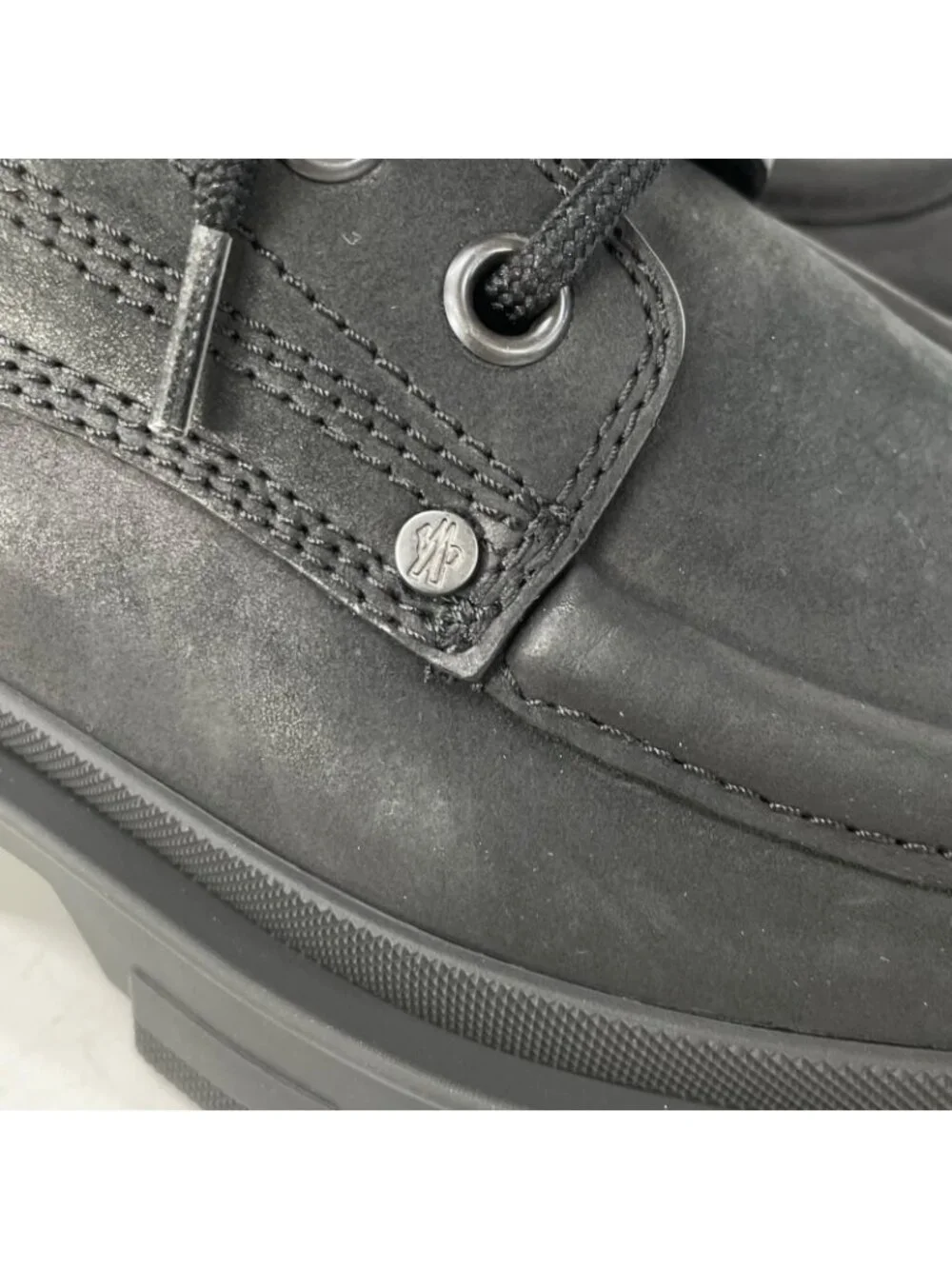 Moncler Hevea City Smooth Leather Rubber Logo Lace-up Ankle Boots